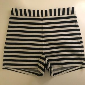 Express Black and White Stripe High Rise Shorts